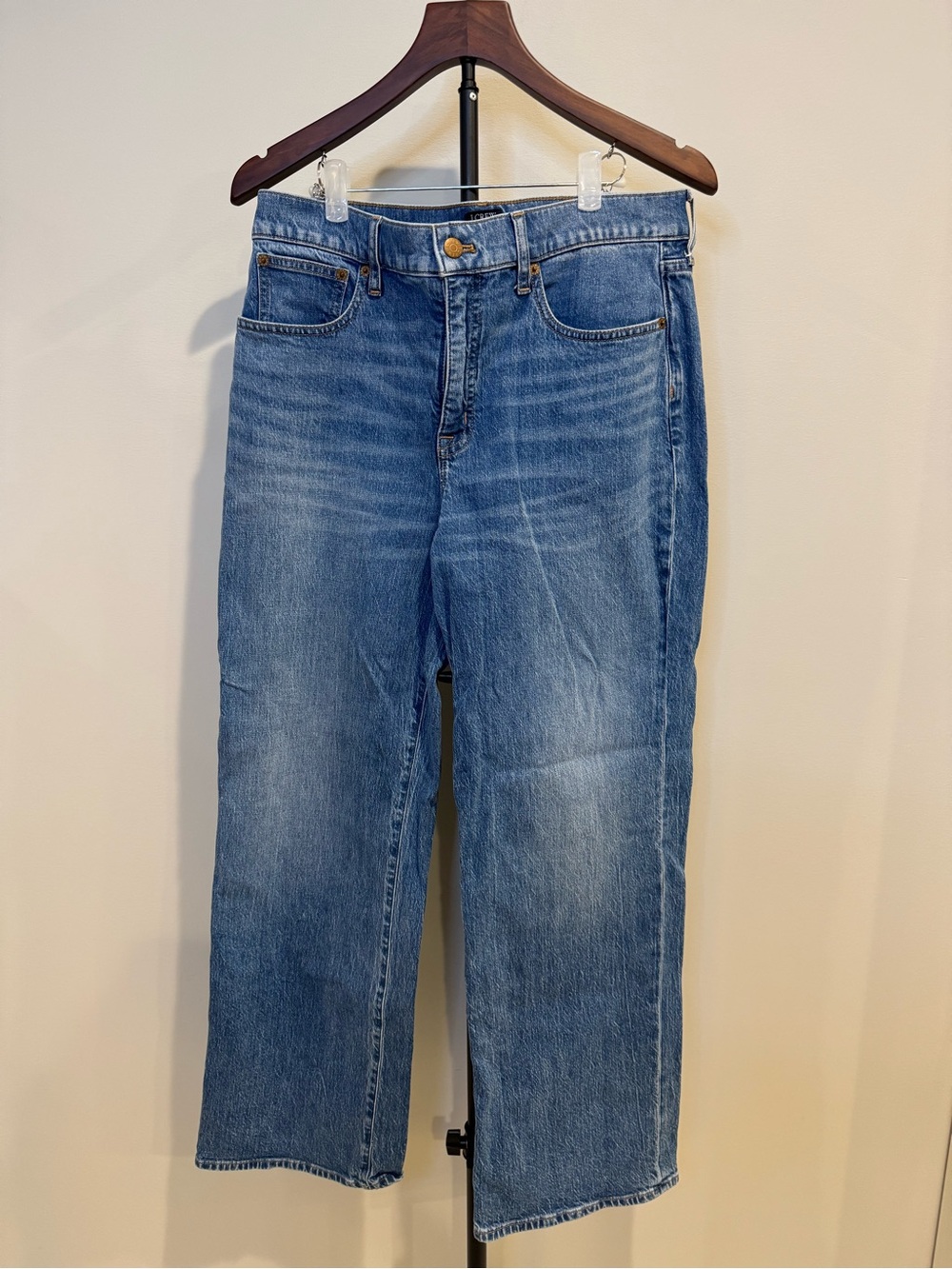 J. Crew Women's Size 29 Full Length Wide Leg Jeans Blue Wash Denim - Picture 3 of 8